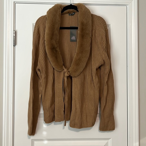 Target Faux Fur Tie-Front Cardigan - Picture 1 of 2